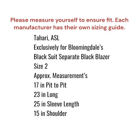 Tahari ASL Exclusively for Bloomingdale’s Black Notched Collar Size 2 Blazer - Picture 6 of 9